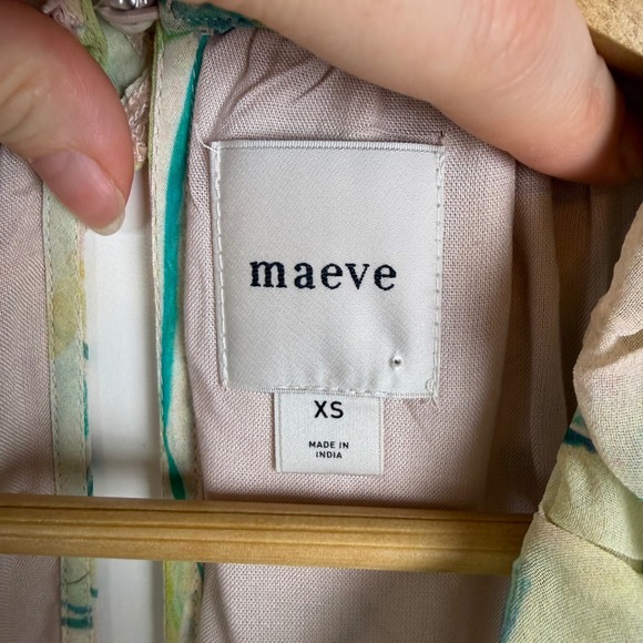 Maeve Anthropologie Watercolor Floral Ruffle Hi-Low Dress Sz XS Fairy Romantic - Picture 8 of 14